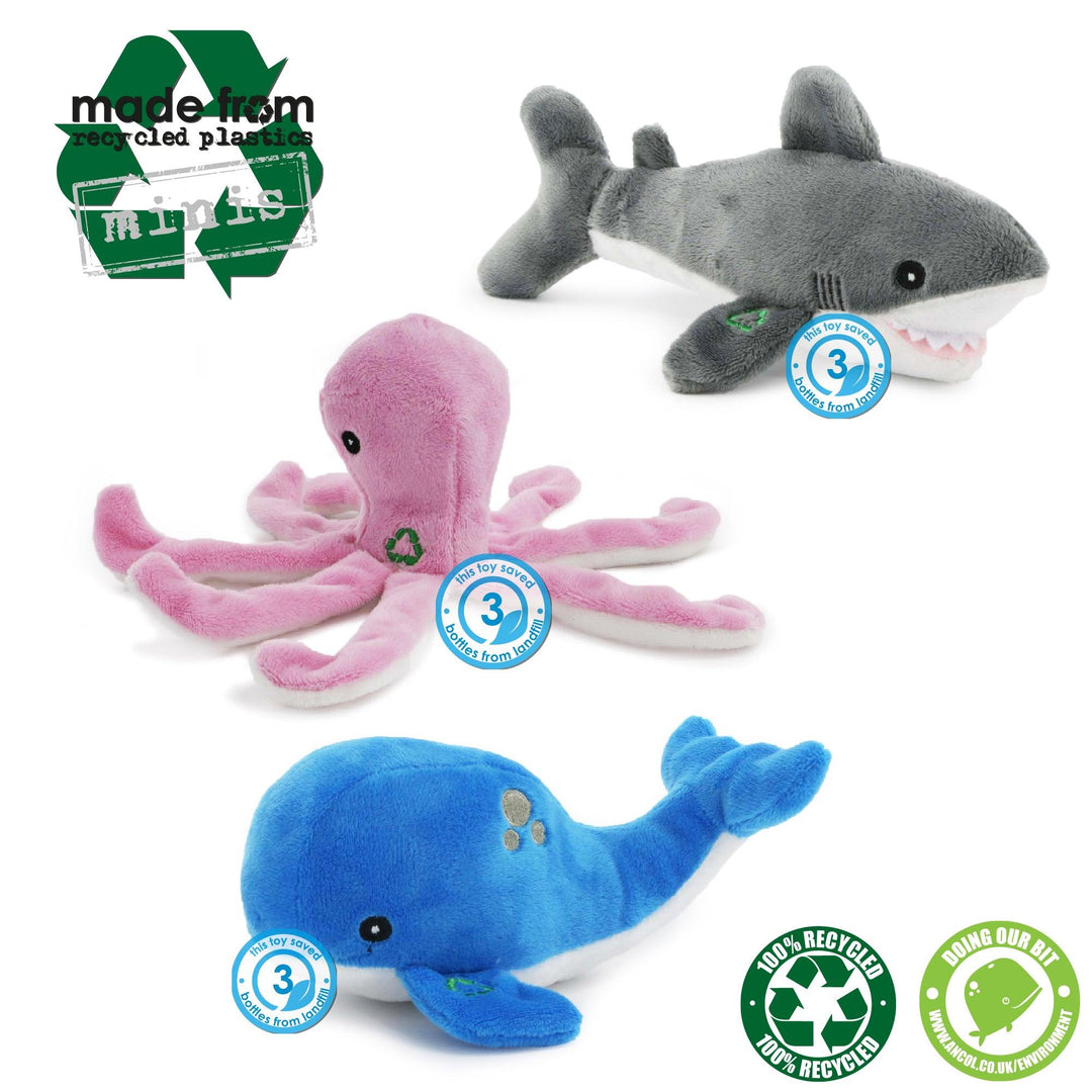 Ancol Made From Mini Shark Octopus or Oshi - Single Toy