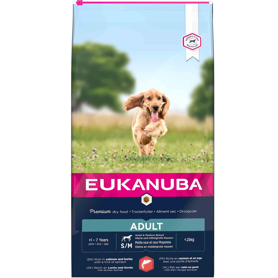 Eukanuba Dog Adult Small & Medium SALMON & BARLEY WITH A HINT OF SPINACH, 12kg