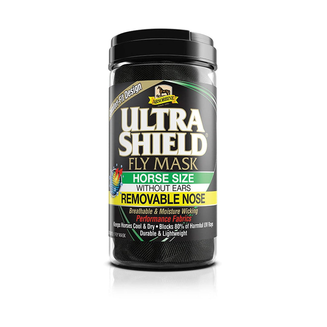 Absorbine Ultrashield Fly Mask C/W Removable Nose Without Ears Horse Black