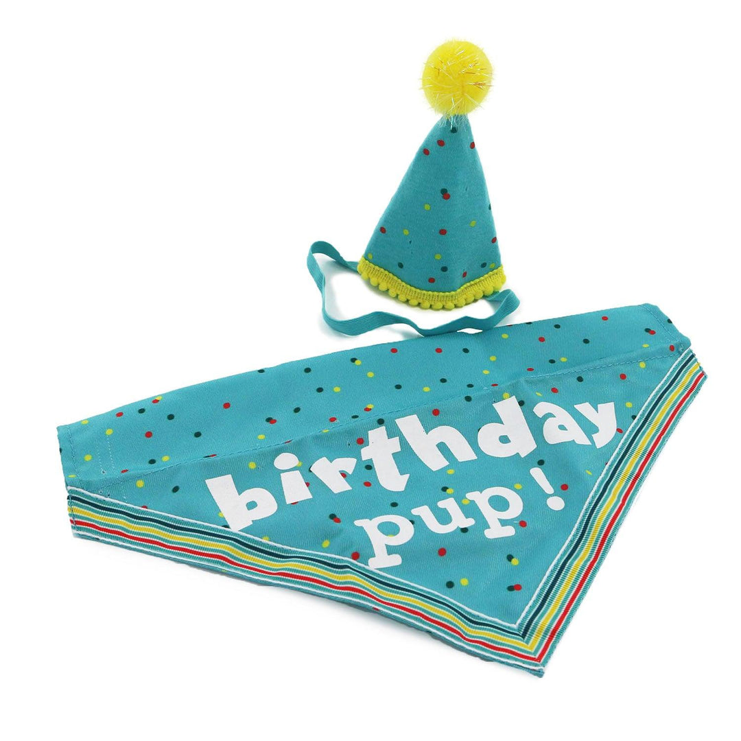 Ancol Pawty Time Party Hat & Bandana Set 19cm Blue