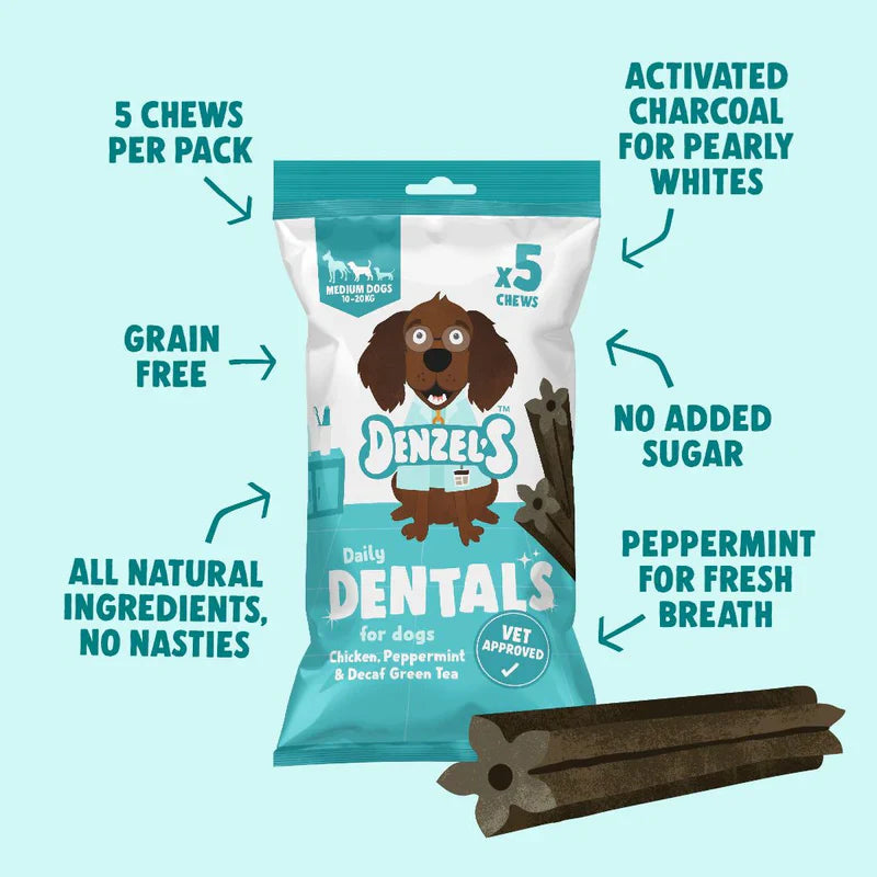 Denzels Daily Dentals Medium Dog Chicken & Peppermint 100G