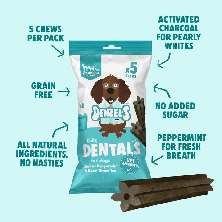 Denzels Daily Dentals Medium Dog Chicken &amp; Peppermint 100G