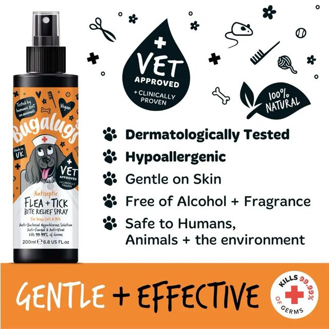 Bugalugs Antiseptic Flea & Tick Bite Relief Spray 200Ml