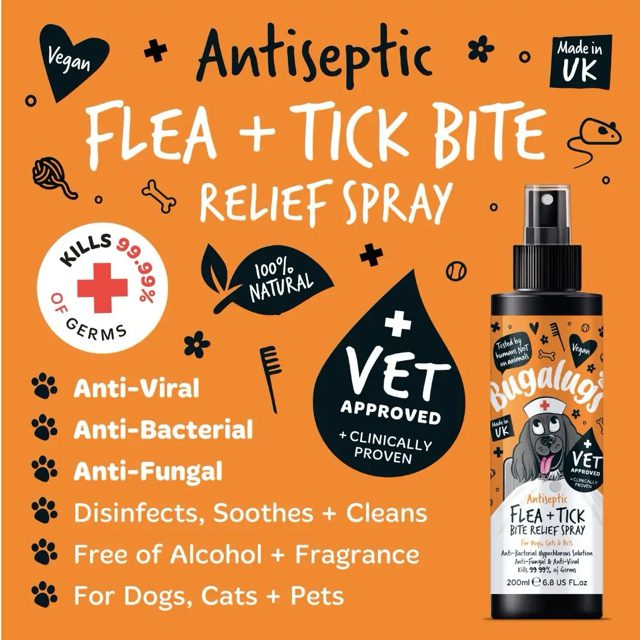 Bugalugs Antiseptic Flea & Tick Bite Relief Spray 200Ml