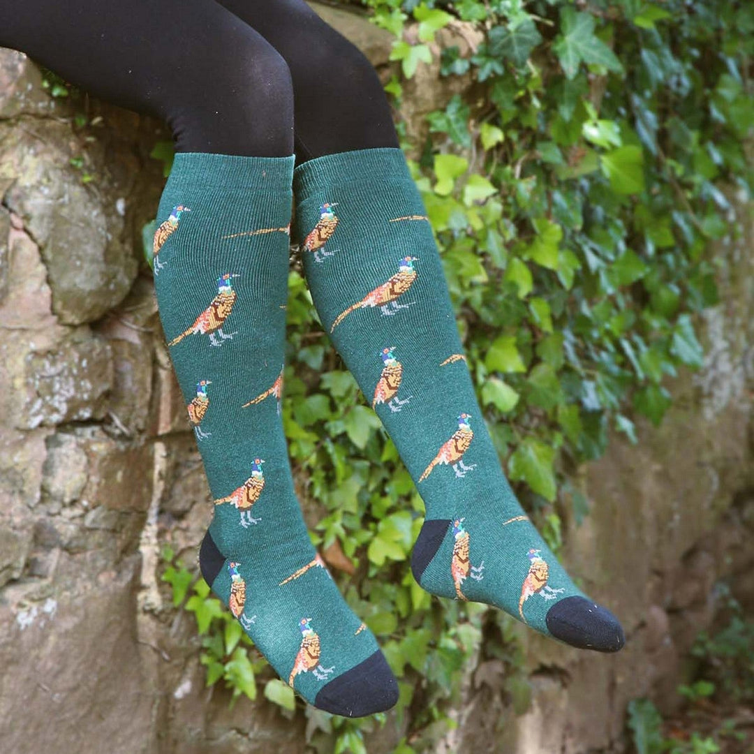 BARTLEBY FUNKY WELLY SOCKS LADIES COUNTRY PHEASANT SIZE 4-8