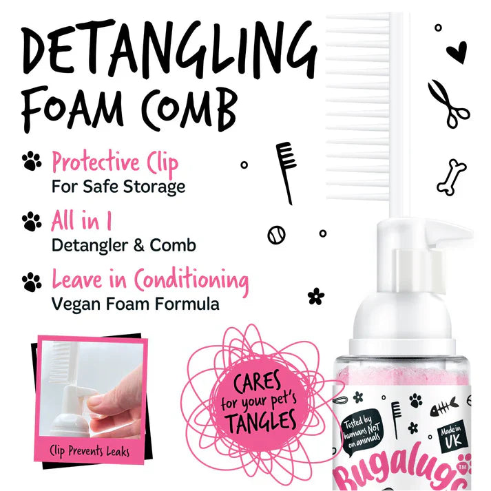 Bugalugs 2 In 1 Baby Fresh Detangling Foam Comb 150ml