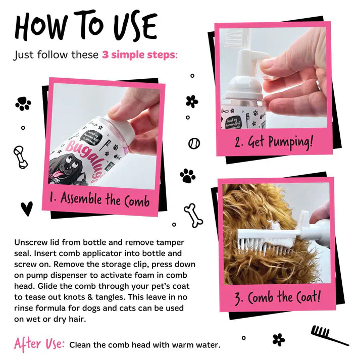Bugalugs 2 In 1 Baby Fresh Detangling Foam Comb 150ml