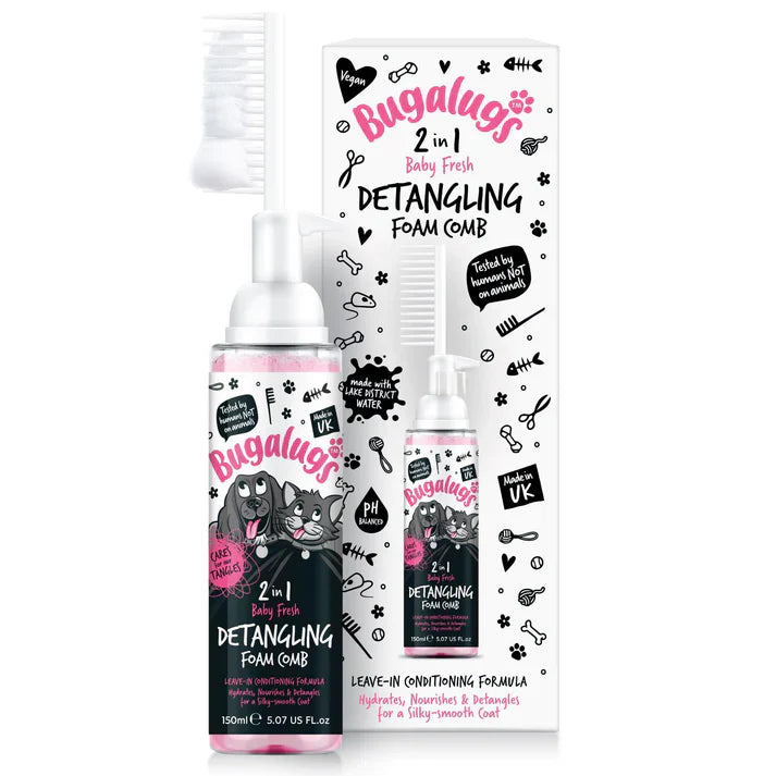Bugalugs 2 In 1 Baby Fresh Detangling Foam Comb 150ml