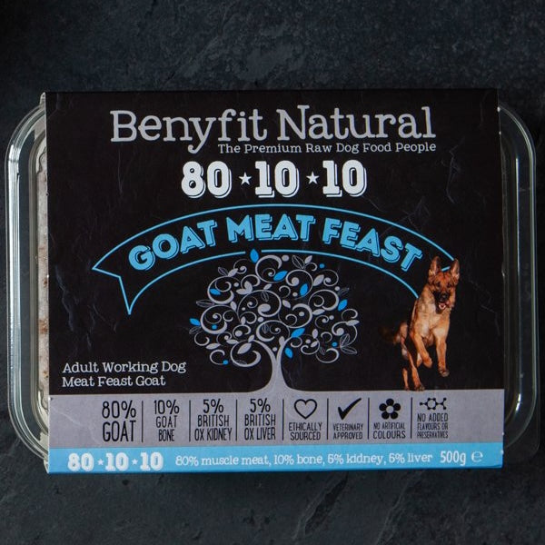 Benyfit Natural 80.10.10 Goat Meat Feast, 500g (Raw Frozen)
