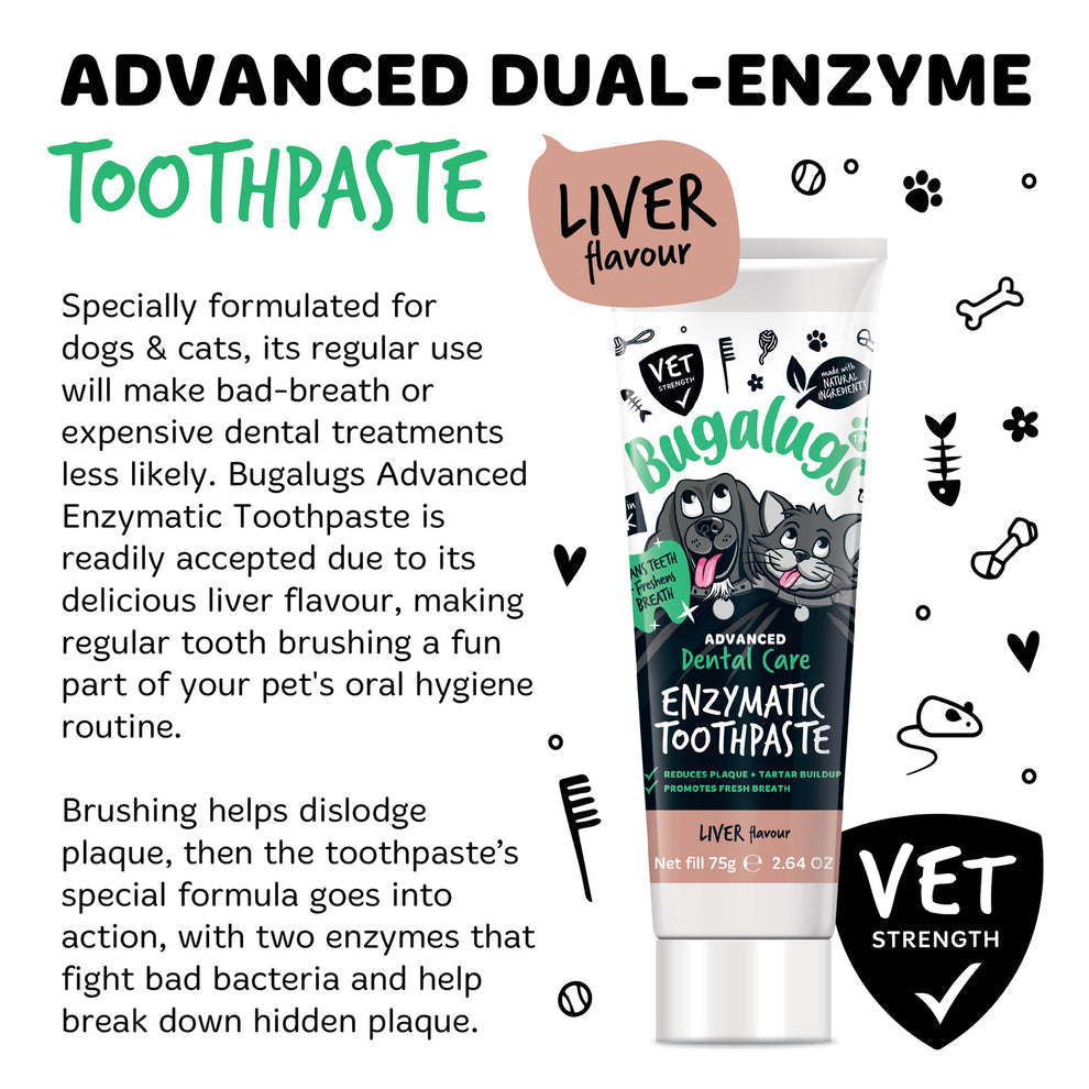 BUGALUGS ADVANCED DENTAL CARE ENZYMATIC TOOTHPASTE LIVER FLAVOUR 75G
