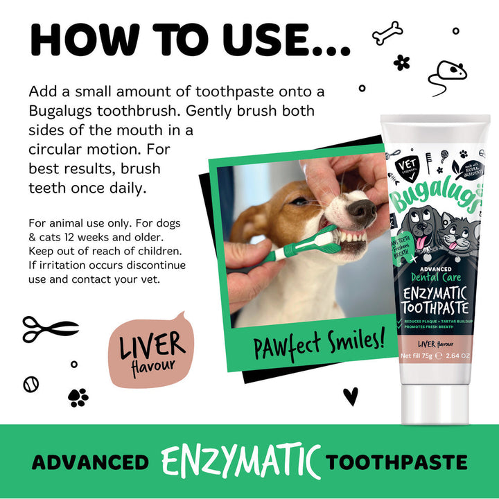 BUGALUGS ADVANCED DENTAL CARE ENZYMATIC TOOTHPASTE LIVER FLAVOUR 75G