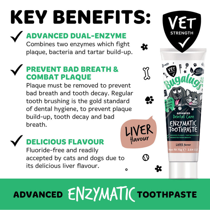 BUGALUGS ADVANCED DENTAL CARE ENZYMATIC TOOTHPASTE LIVER FLAVOUR 75G