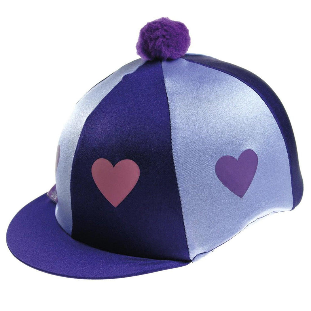 Capz Motif Cap Cover Lycra Heartz & Pom Purple/Lilac Hearts