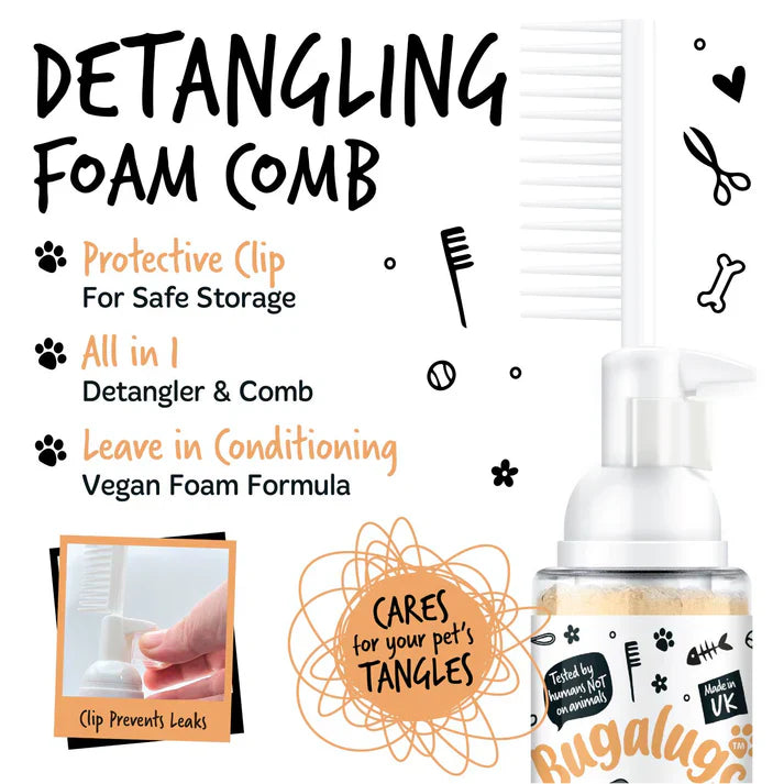 Bugalugs 2 In 1 Oatmeal Coconut & Lime Detangling Foam Comb 150ml
