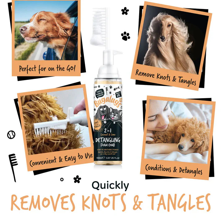 Bugalugs 2 In 1 Oatmeal Coconut & Lime Detangling Foam Comb 150ml