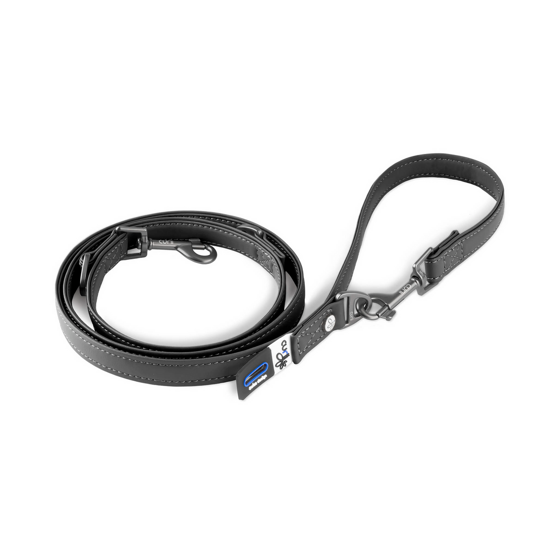 Curli Apple Leather Dog Adjustable Leash Black