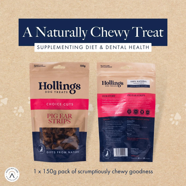 Hollings Pig Ear Strip Pre Pack 150g
