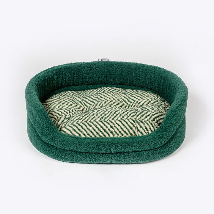 DANISH DESIGN GREEN HERRINGBONE FLEECE SLUMBER BED - Ormskirk Pets