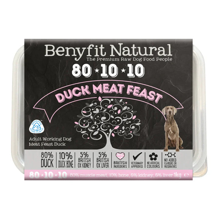 Benyfit Natural 80.10.10 Duck Meat Feast, 1kg Raw Frozen
