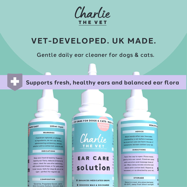 Charlie The Vet Ear Care Solution For Dogs and Cats 100ml