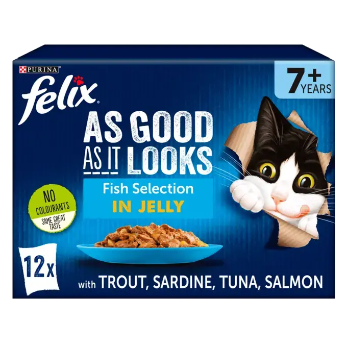 Felix As Good As It Looks 7+ Cat Fish Selecion In Jelly 12 X 85G