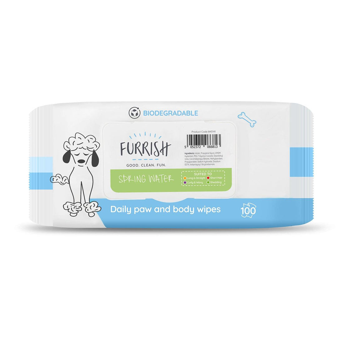 Furrish Daily Paw & Body Wipes Spring Water 100 Pack