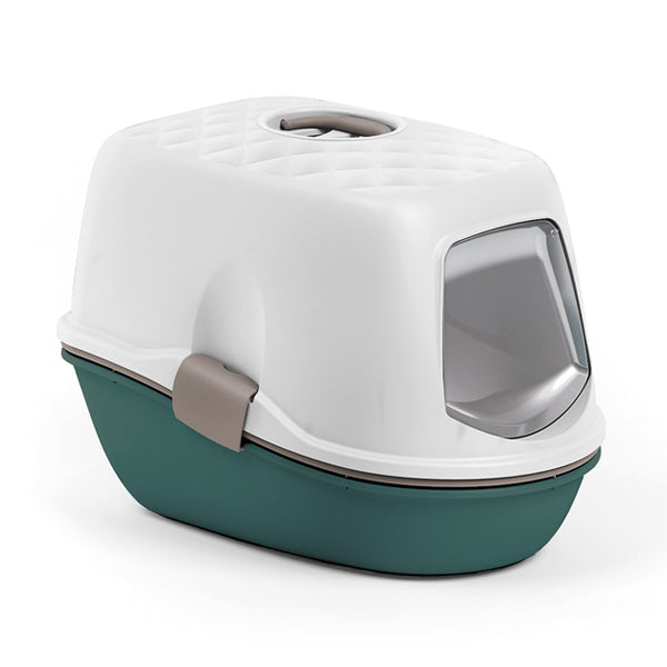 Stefanplast Furba Top Chic Hooded Litter Tray White/Green