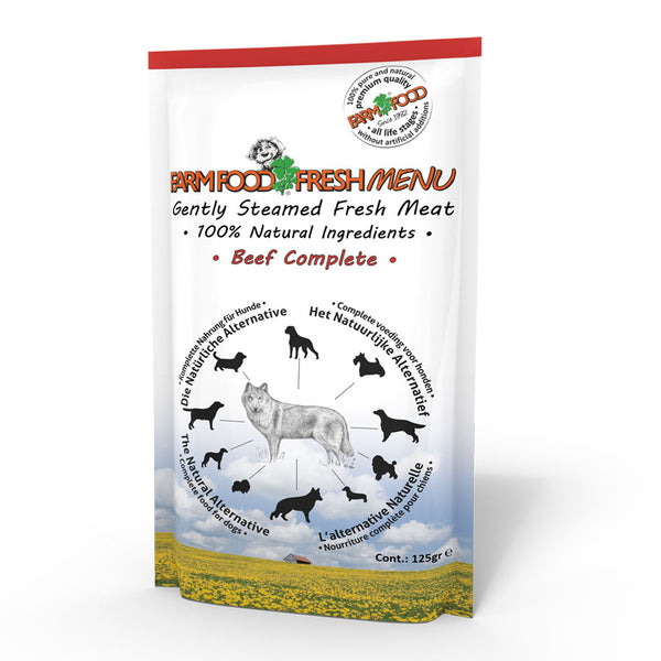 Farm Food Dog Fresh Menu Wet Food Beef Pouches 16x125g