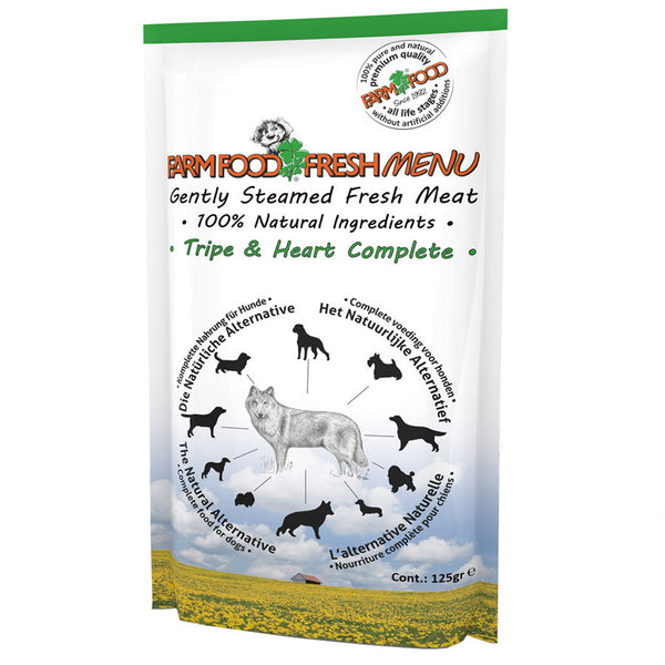 Farm Food Dog Fresh Menu Wet Food Tripe & Heart Pouches 16x125g