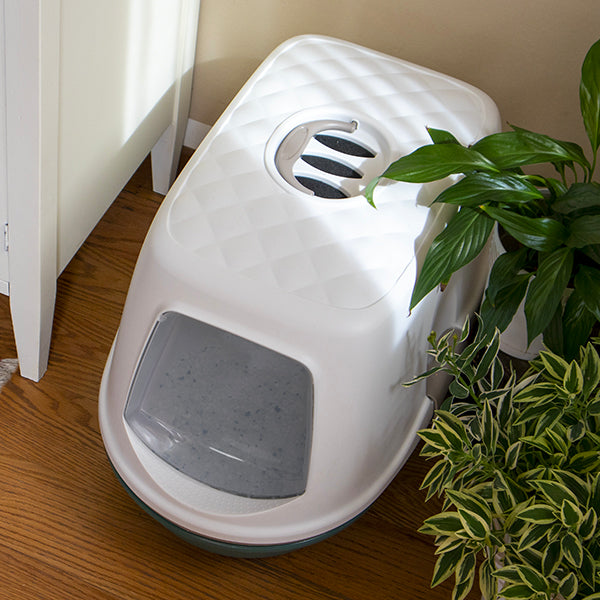 Stefanplast Furba Top Chic Hooded Litter Tray White/Grey