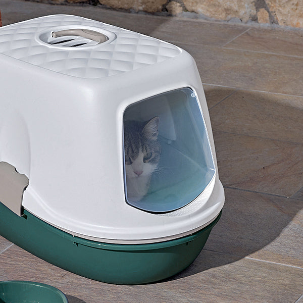 Stefanplast Furba Top Chic Hooded Litter Tray White/Grey
