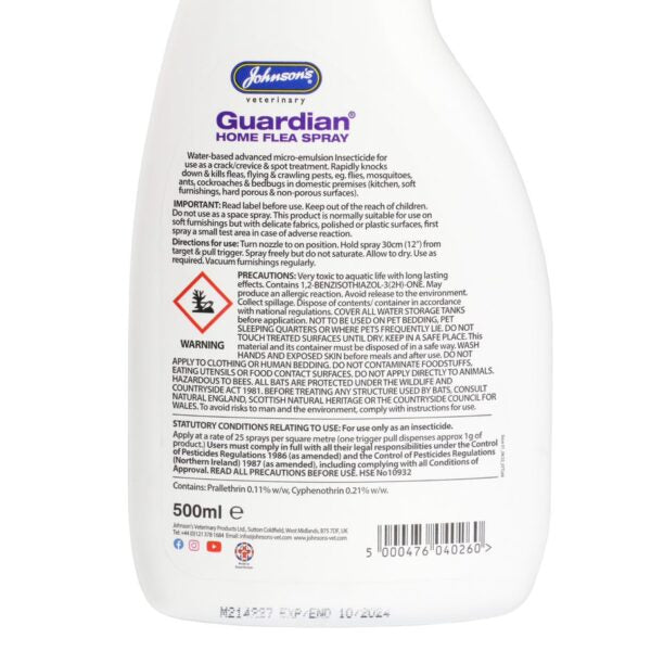 Johnsons Guardian Home Flea Spray 500Ml