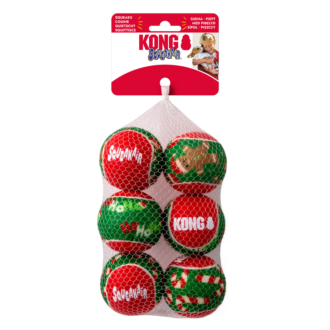 KONG Holiday SqueakAir Balls 6pk Medium