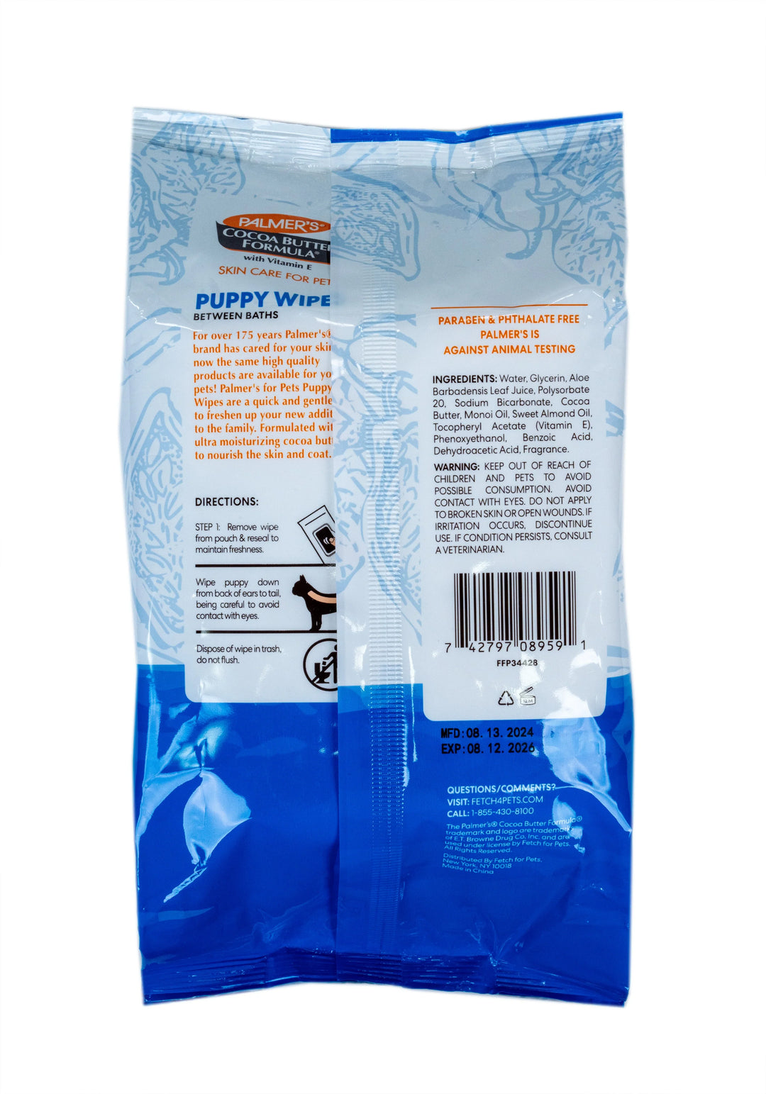 Palmer's For Pets Puppy Wipes With Cocoa Butter 100pk