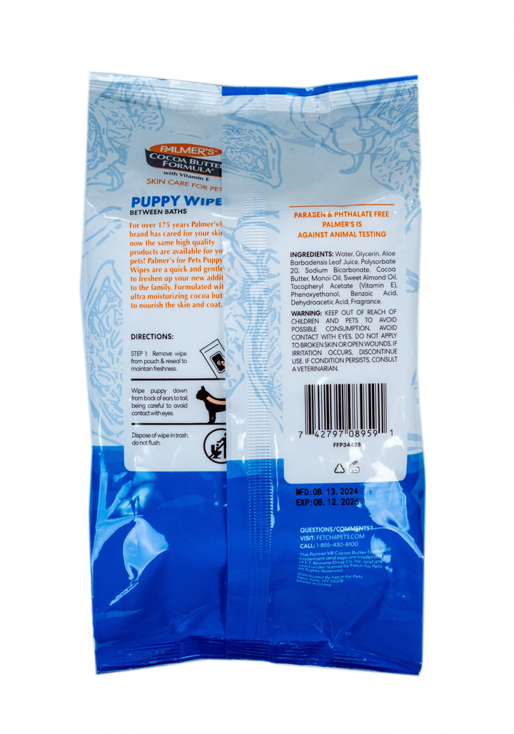 Palmer's For Pets Puppy Wipes With Cocoa Butter 100pk