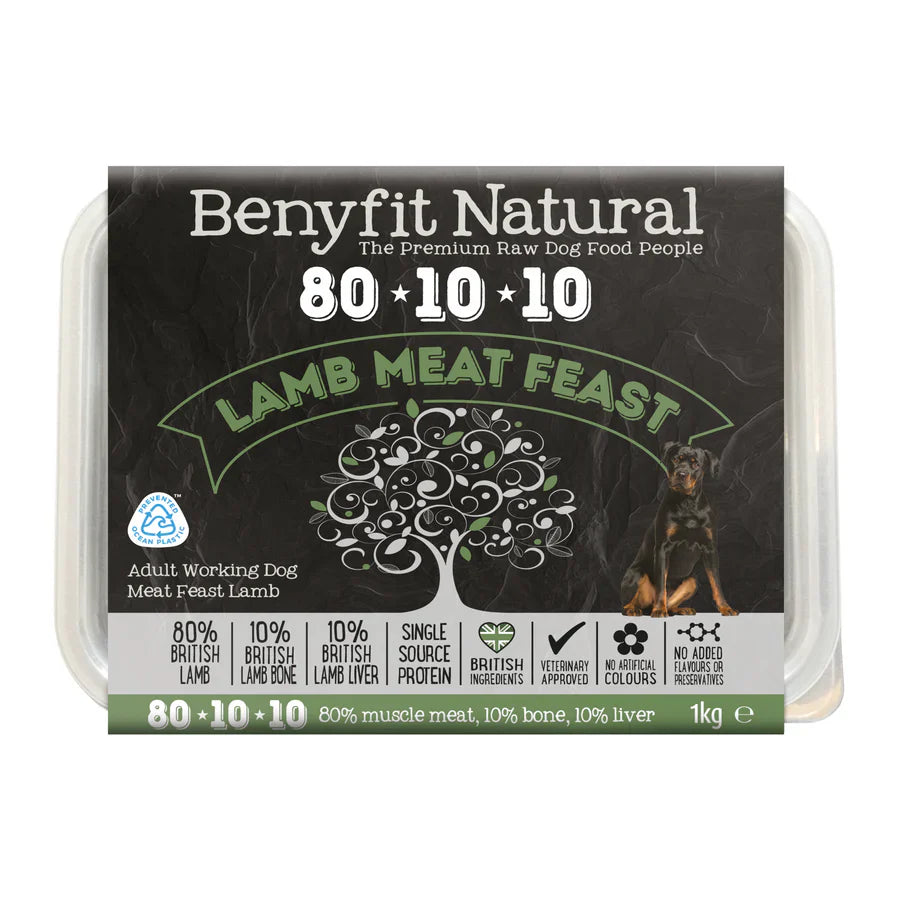 Benyfit Natural 80.10.10 Lamb Meat Feast, 1kg (Raw Frozen)