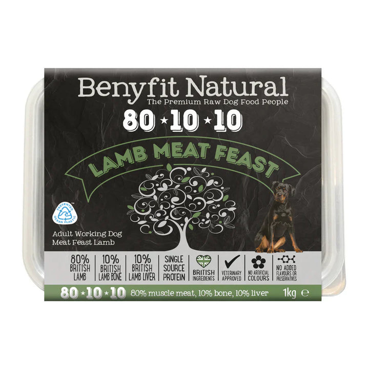 Benyfit Natural 80.10.10 Lamb Meat Feast, 1kg (Raw Frozen)
