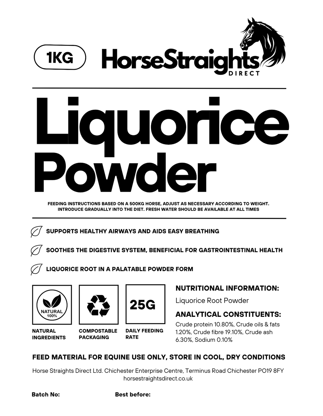 Horse Straights Direct Liquorice Powder 1kg