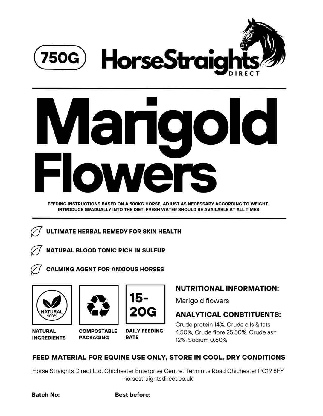 Horse Straights Direct Marigold Flowers 750gm