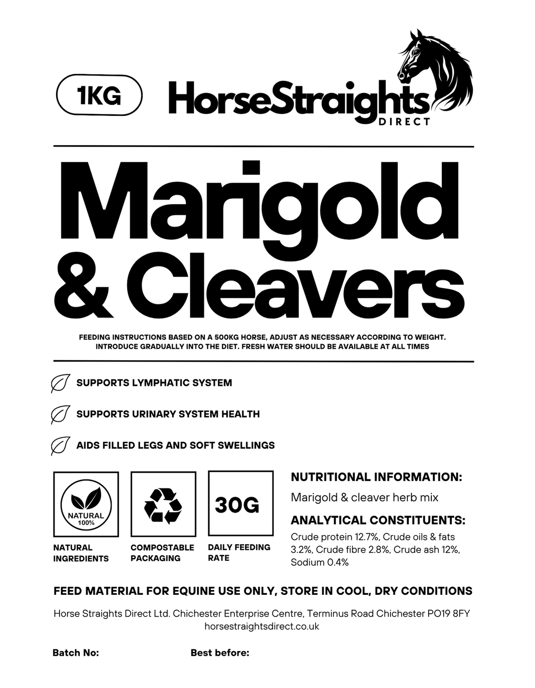Horse Straights Direct Marigold & Cleavers Mix 1kg