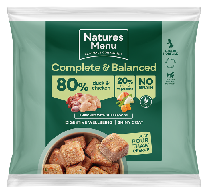 Natures Menu 80/20 Complete and Balanced Duck and Chicken Raw Nuggets 1kg