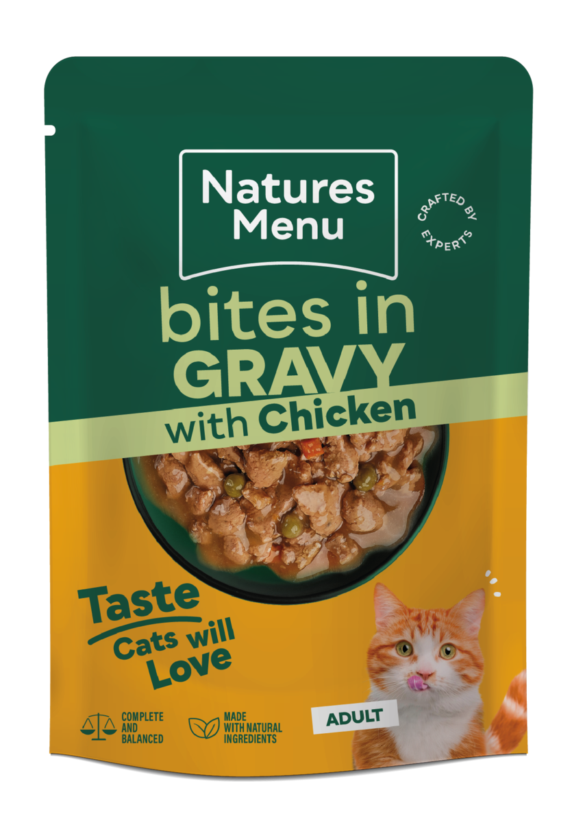 Natures Menu Bites In Gravy With Chicken Wet Cat Food Pouches 22x85g