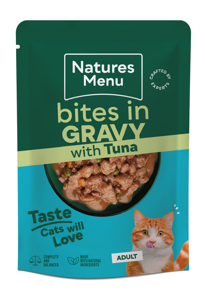 Natures Menu Bites In Gravy With Tuna Wet Cat Food Pouches 22x85g