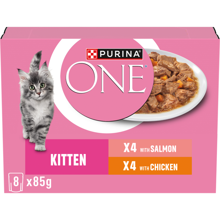 Purina One Kitten Chicken & Salmon 85Gx8