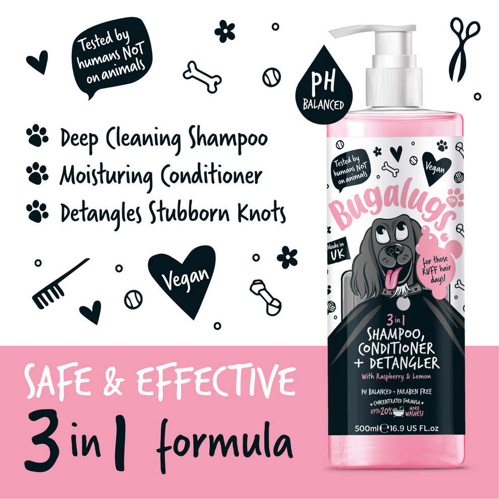 Bugalugs 3 In 1 Shampoo, Conditioner & Detangler 500Ml