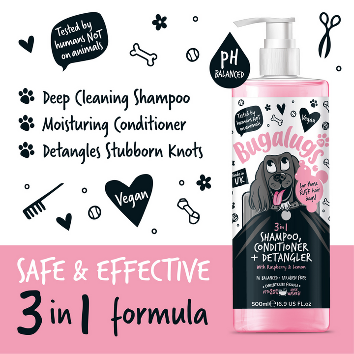 Bugalugs 3 In 1 Shampoo, Conditioner & Detangler 500Ml
