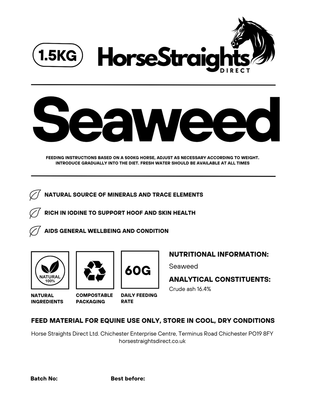 Horse Straights Direct Seaweed 1.5kg
