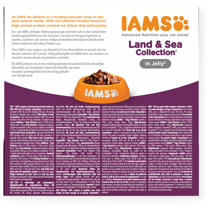 Iams 1+ Adult Cat Land & Sea Collection In Jelly 8 X 85G