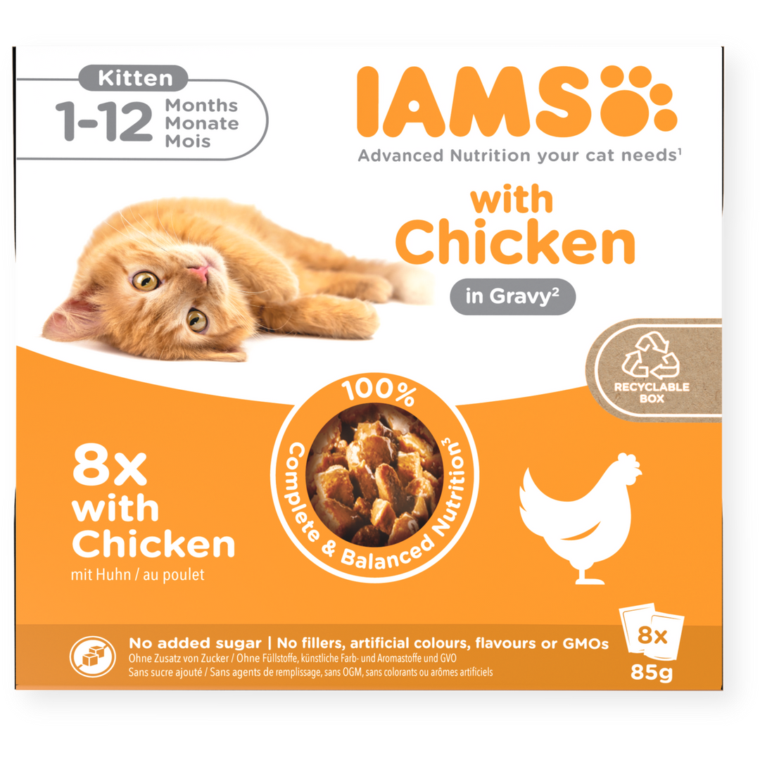 Iams 1-12 Months Kitten Delights Chicken In Gravy 8 X 85G