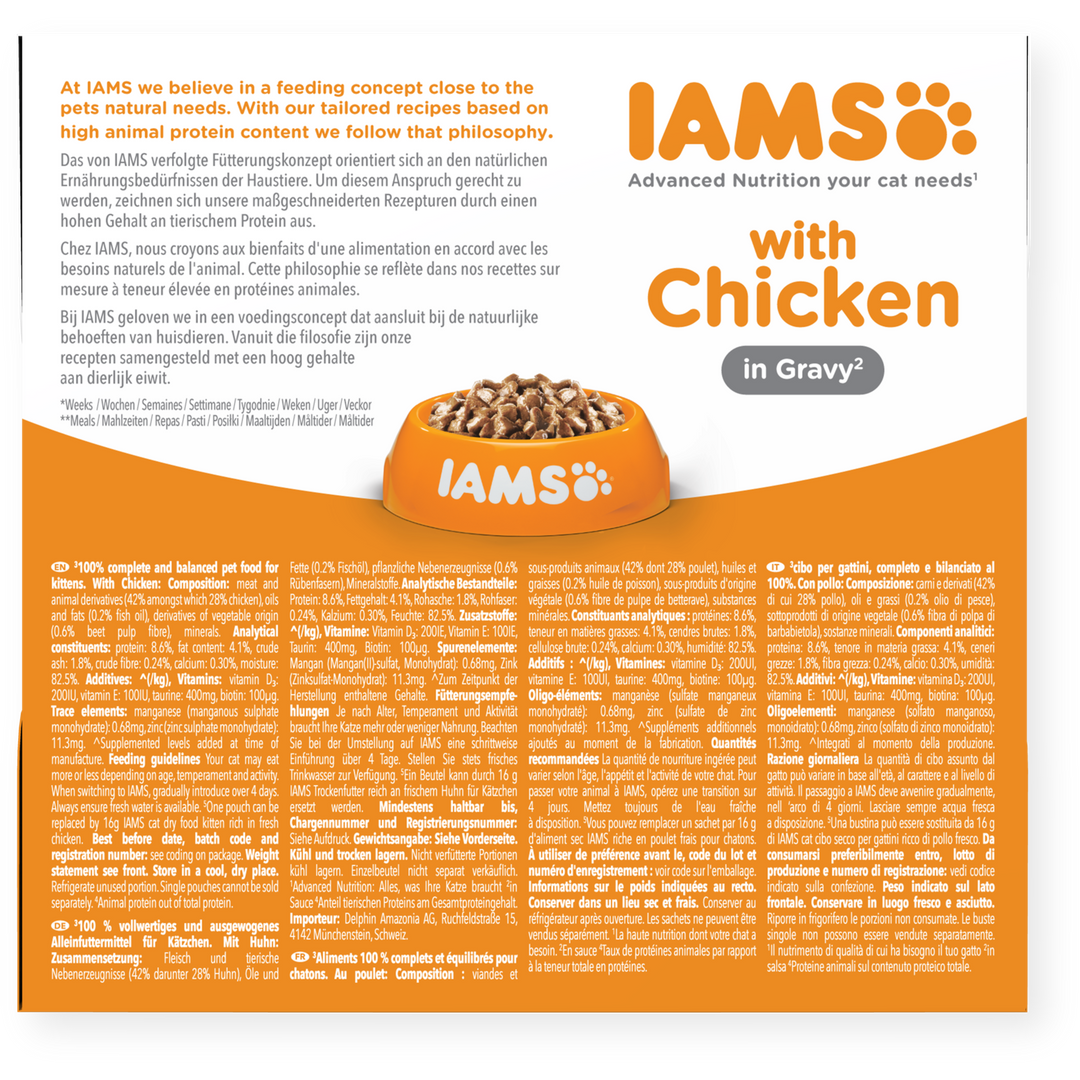 Iams 1-12 Months Kitten Delights Chicken In Gravy 8 X 85G
